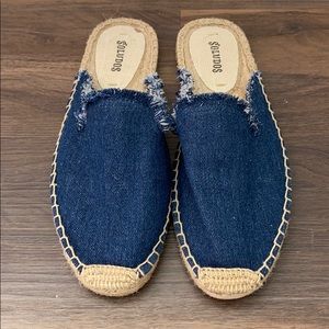 Soludos Navy Blue Denim Espadrille Mules